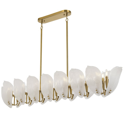 TFS 16LT RECTANGLE PENDANT 16x25wE14max L:1500 H:300 W300 BRASS / 16pcs FROST GLASS