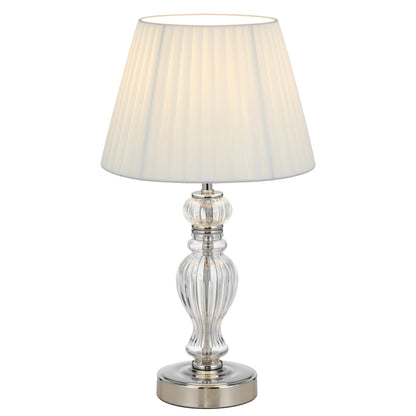 TFS TABLE LAMP 25wE27max D250 H440 INLINE SWT CHROME/ CLEAR/ WHITE