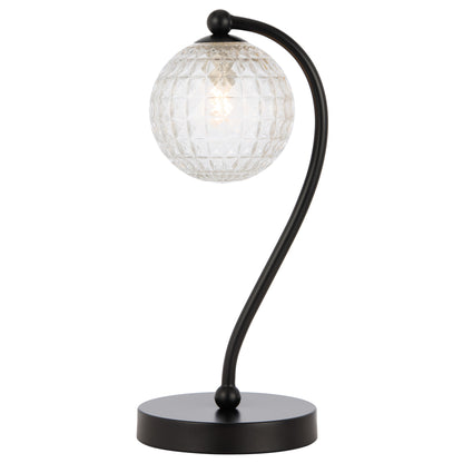 TFS TABLE LAMP 6wG9max KIT L160 W150 H350 BLACK MATT/CLEAR PRISM PATTERN