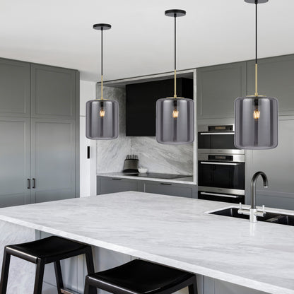 TFS MEDIUM PENDANT 25wE27max D:210 H:340 cab:2m BRASS MATT/SMOKE
