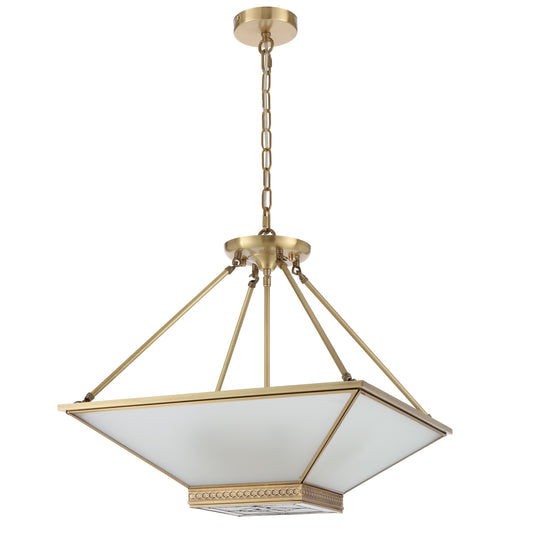 TFS PE CTC 4x25wE27max D:500 H:160 chain:2M BRASS/FROST GLASS