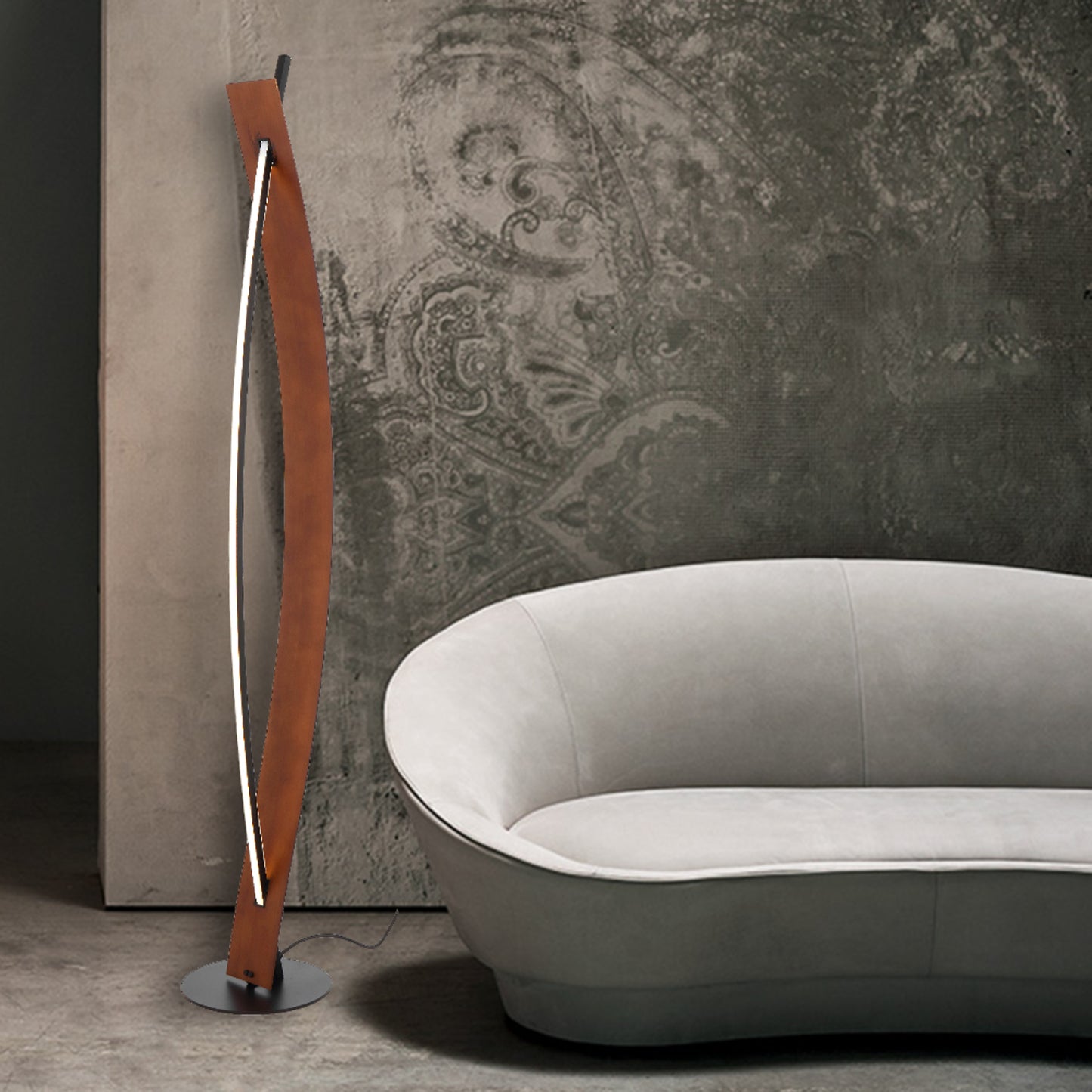 Amber TFS FLOOR LAMP 18wLED D:180 H:1350 1440Lm FOOTSWTCH 3000K BLACK / WALNUT