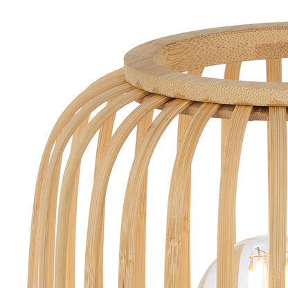 TFS OVAL TABLE LAMP 25wE27max D170 H290 inline swt BLACK / NATURAL BAMBOO