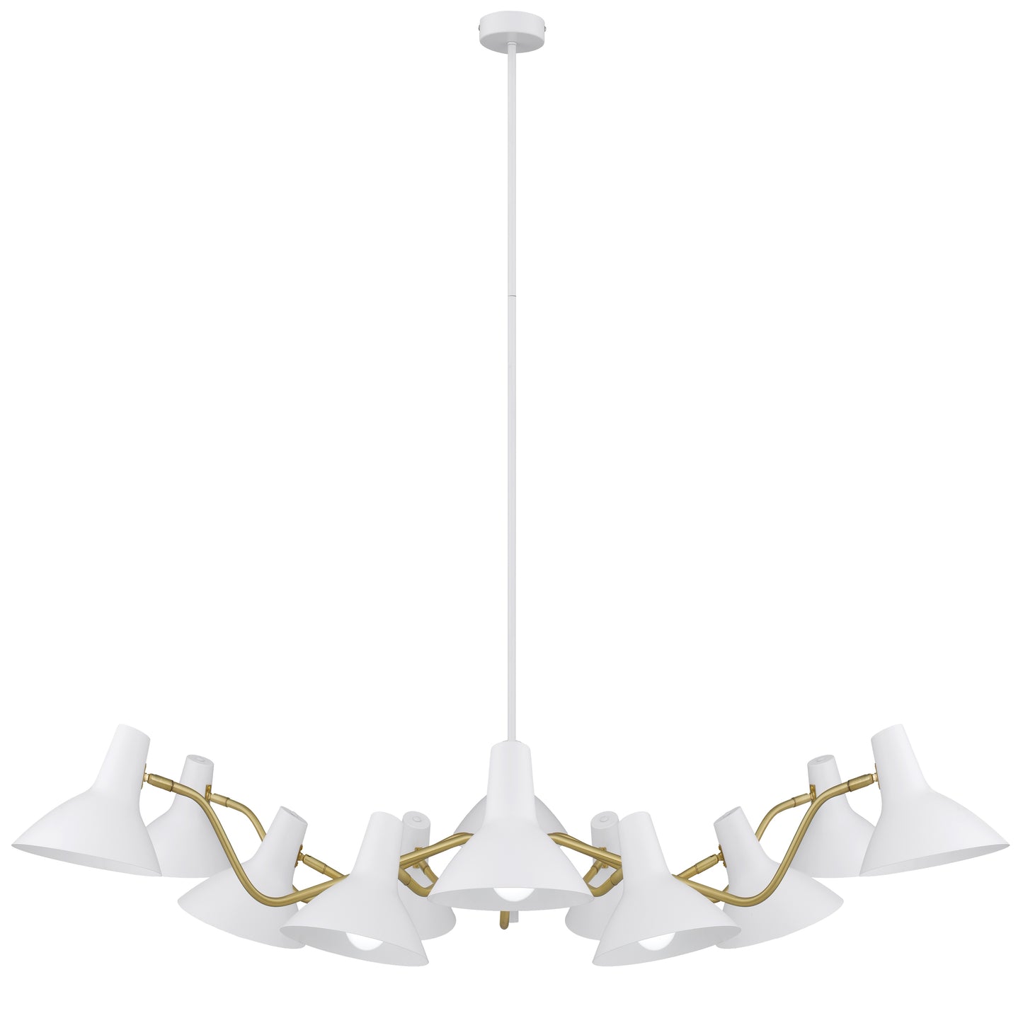 TFS 12 LIGHTS PENDANT 12x25wE27max D:1500 H:285 WHITE/BRASS MATT ROD:1.5m