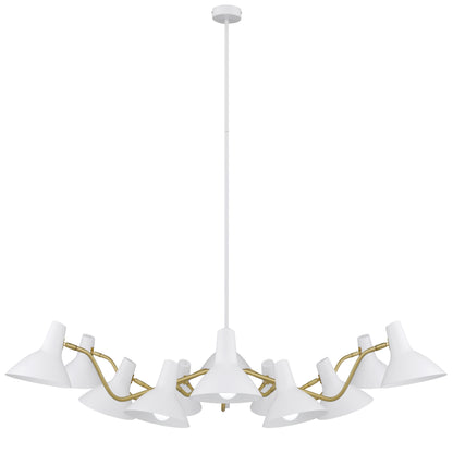 TFS 12 LIGHTS PENDANT 12x25wE27max D:1500 H:285 WHITE/BRASS MATT ROD:1.5m