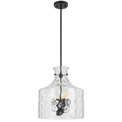 Solline TFS 4LT PENDANT 4x25wE14max D:380 H:420 ROD 1.5m BLACK MATT/ CLEAR WATER STREAK