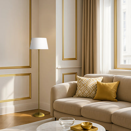 TFS FLOOR LAMP 25wE27max H:1480 D:360 GOLD/IVORY Foot Switch