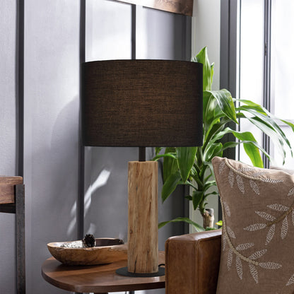 Oslo TFS TABLE LAMP 25wE27max D:330 H:570 INLINE SWTCH WOOD / BLACK SHADE