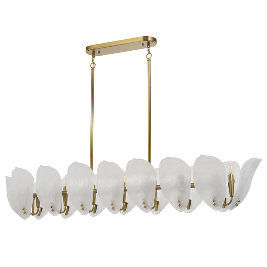 TFS 16LT RECTANGLE PENDANT 16x25wE14max L:1500 H:300 W300 BRASS / 16pcs FROST GLASS