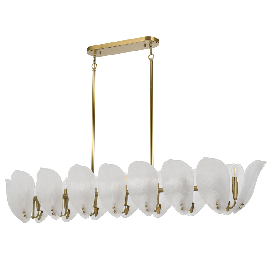 TFS 16LT RECTANGLE PENDANT 16x25wE14max L:1500 H:300 W300 BRASS / 16pcs FROST GLASS