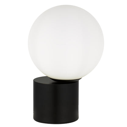TFS TABLE LAMP 25wE27max D:200 H:300 Inline Switch BLACK BASE/OPAL GLASS