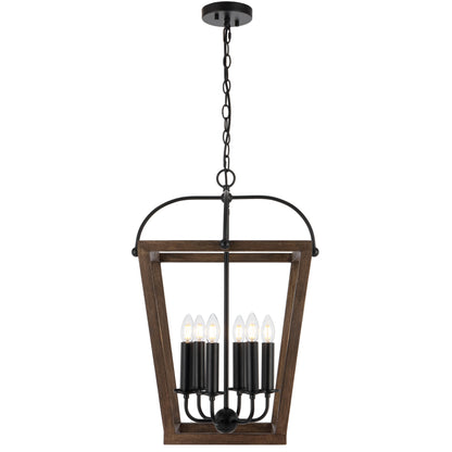 TFS 6 PENDANT 6x25wE14 W560 H730 CHAIN 2M BLACK MATT / TIMBER