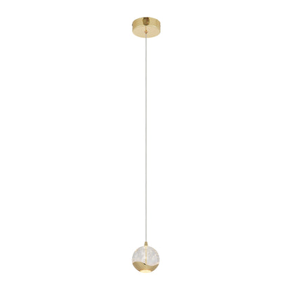 TFS 1 LT PENDANT 5wLED 3000K D:90 H:85 400Lm CAB.2m GOLD/ BUBBLE GLASS