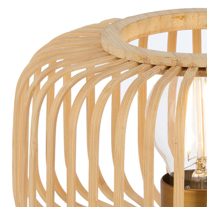 TFS ROUND TABLE LAMP 25wE27max D200 H230 inline swt BLACK / NATURAL BAMBOO