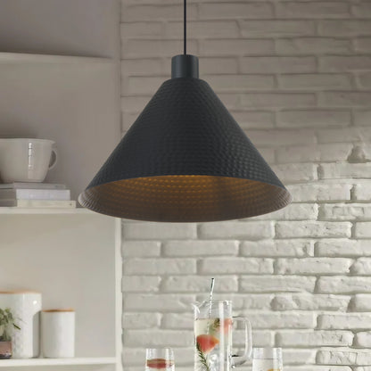 TFS 43CM PENDANT 25wE27max D430 H250 TEX 2M BLACK SATIN