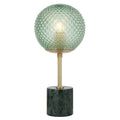 TFS TABLE LAMP 25wE27max D:190 H:415 inline swtch GREEN MARBLE/GREEN GLASS
