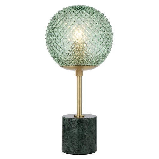 TFS TABLE LAMP 25wE27max D:190 H:415 inline swtch GREEN MARBLE/GREEN GLASS