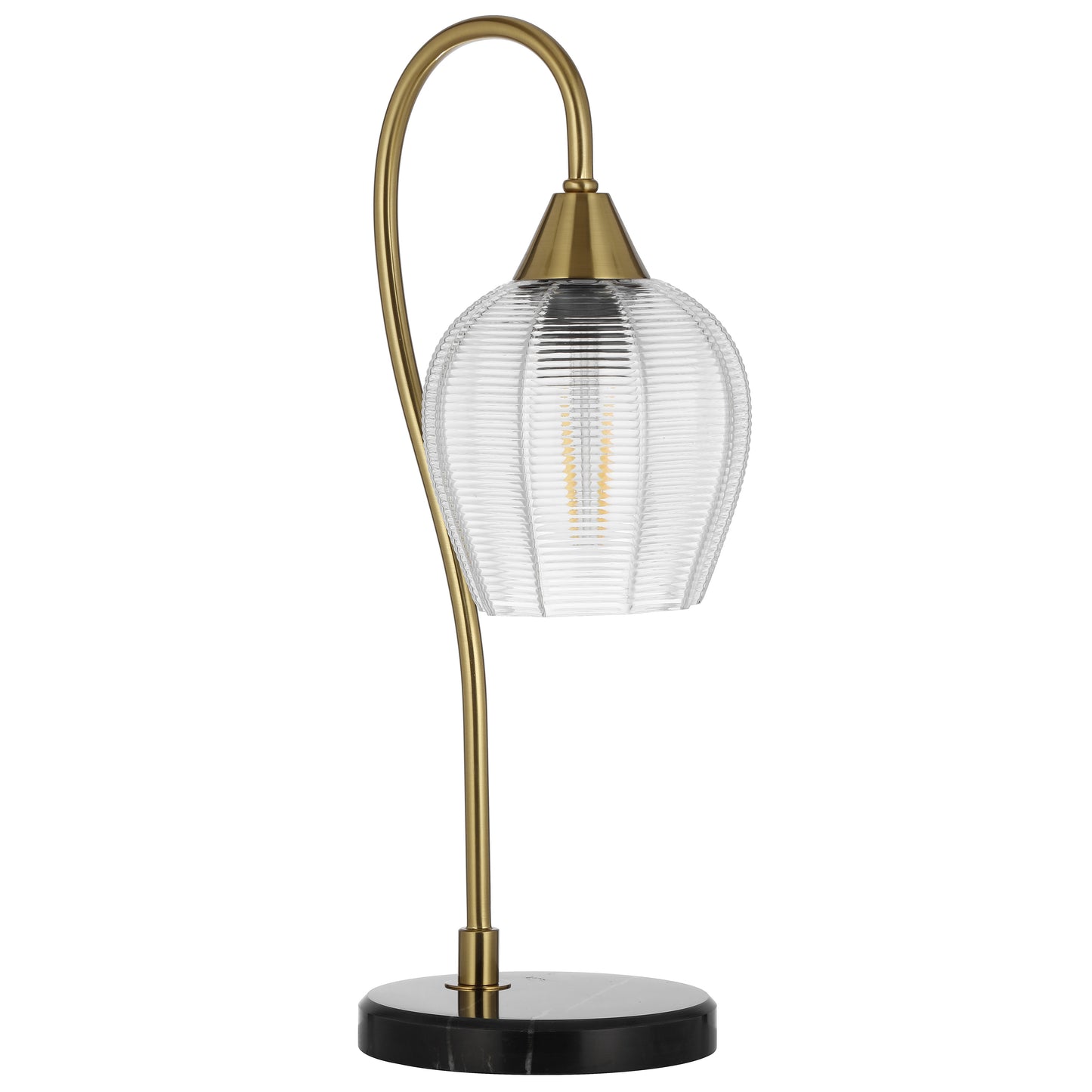 TFS TABLE LAMP 25wE27max L210 W160 H450 line swt BLK MARBLE/ANT GOLD/CLEAR