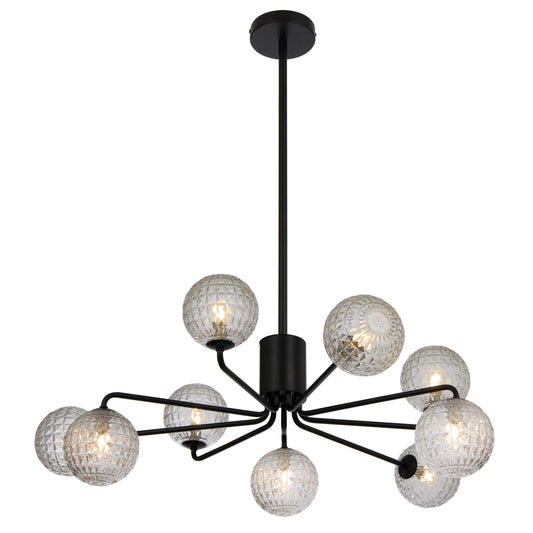 TFS 9LT PENDANT 9x6wG9max KIT D880 H295 ROD:2*600+1*300 BLACK/ CLEAR PRISM PATTERN