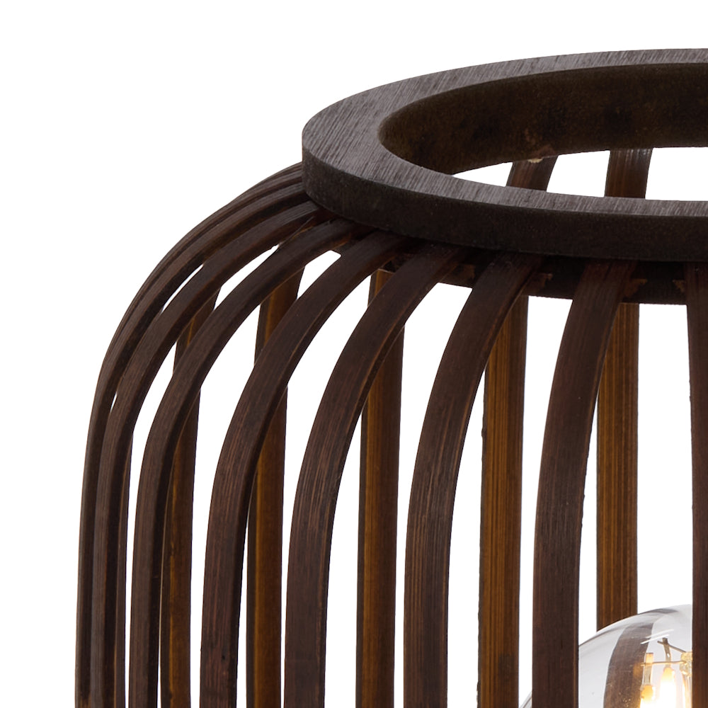 TFS OVAL TABLE LAMP 25wE27max D170 H290 inline swt BLACK / BROWN BAMBOO