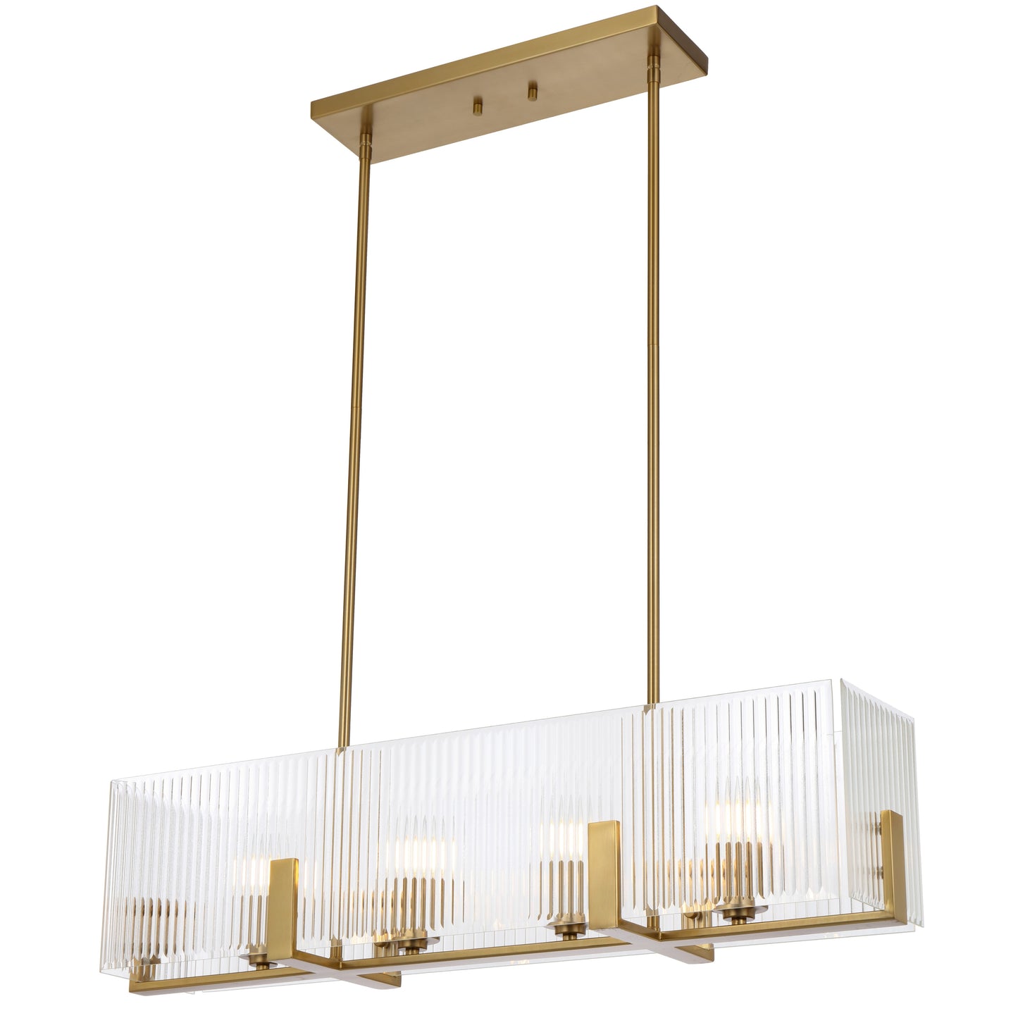 Rivaline TFS 4 LT PENDANT 4x25wE14ma L860 W180 H210 rod (2*600 +1*300) ANT GOLD /CLEAR GLASS