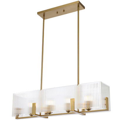 Rivaline TFS 4 LT PENDANT 4x25wE14ma L860 W180 H210 rod (2*600 +1*300) ANT GOLD /CLEAR GLASS