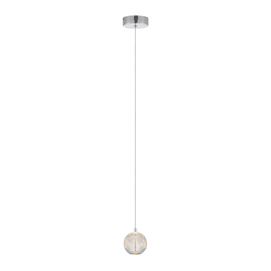 TFS 1 LT PENDANT 5wLED 3000K D:90 H:85 400Lm CAB.2m CHROME/ BUBBLE GLASS