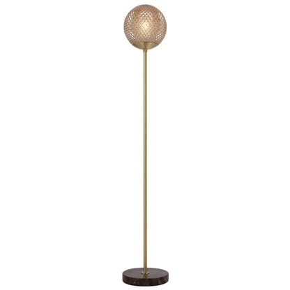 TFS FLOOR LAMP 25wE27max D:250 H:154 foot swtch CHOC MARBLE/AMBER GLASS