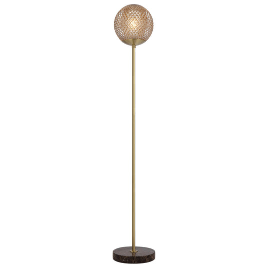 TFS FLOOR LAMP 25wE27max D:250 H:154 foot swtch CHOC MARBLE/AMBER GLASS