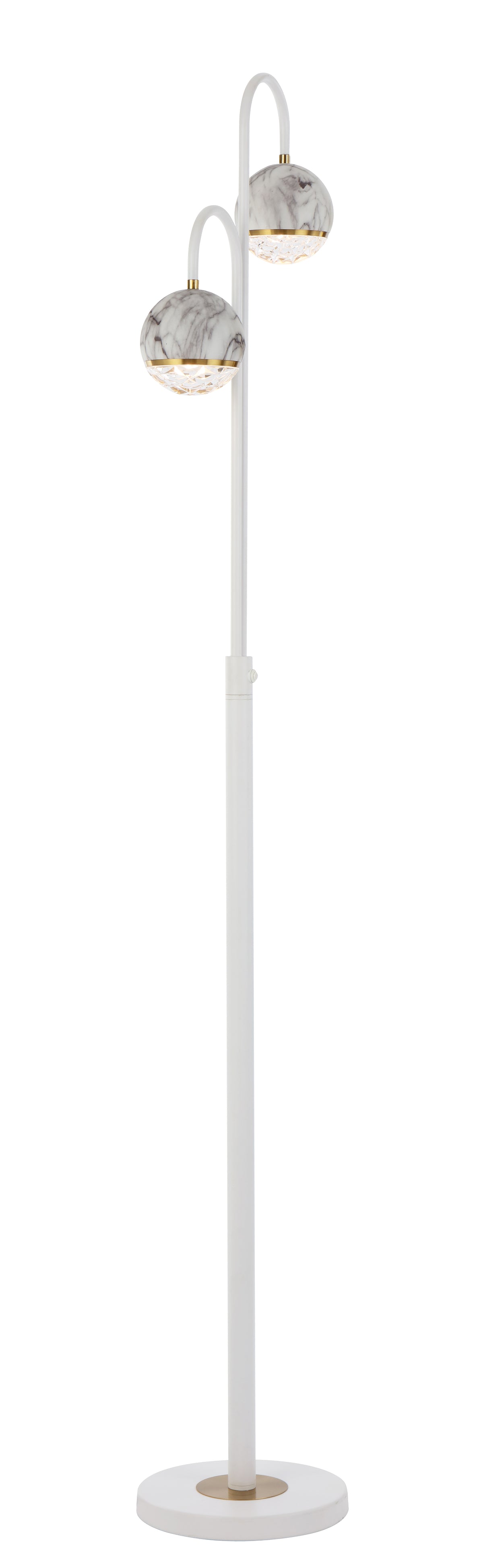 TFS 2 LIGHTS FLOOR LAMP 2x6wG9 L:315 W:23 H:1550 WHITE MATT/WHITE MARBLE LOOK