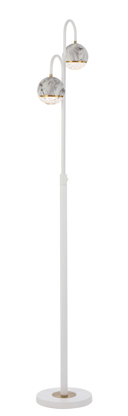 TFS 2 LIGHTS FLOOR LAMP 2x6wG9 L:315 W:23 H:1550 WHITE MATT/WHITE MARBLE LOOK