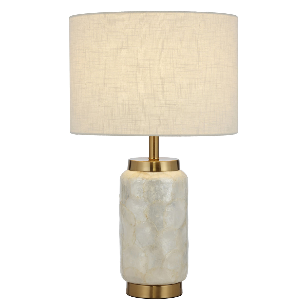 Bellamark TFS TABLE LAMP 25wE27max D320 H530 INLINE SWT WHITE SHELL / GOLD / WHITE