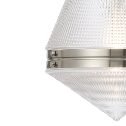 TFS 1LT PENDANT 25wE27max D:350 H:560 ROD 1.5m NICKEL MATT/ CLEAR