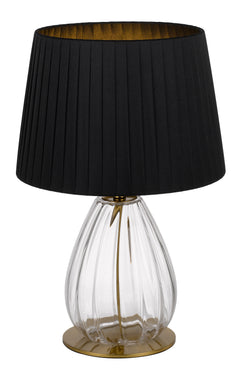 TFS TABLE LAMP 25wE27max D:290 H:450 Inline Switch ANTIQUE GOLD/CLEAR/BLACK