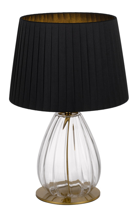 TFS TABLE LAMP 25wE27max D:290 H:450 Inline Switch ANTIQUE GOLD/CLEAR/BLACK