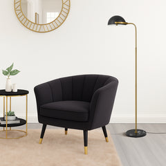 TFS FLOOR LAMP 25wE27max H:1620 L:280 BLACK BASE& SHADE ANTI GOLD TUBE FOOT SWITCH