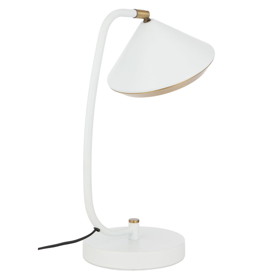 TFS TABLE LAMP 6wG9max L280 W200 H430 inline switch WHITE MATT/YELLOW BRASS