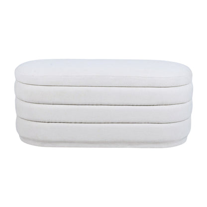 White Chenille Storage Bench
