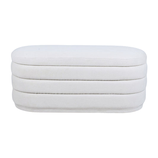 White Chenille Storage Bench
