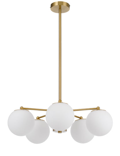 TFS 5LT PENDANT 5x25wE27 D:600 H:185 ANTI GOLD & OPAL MATT ROD:2*600+1*300