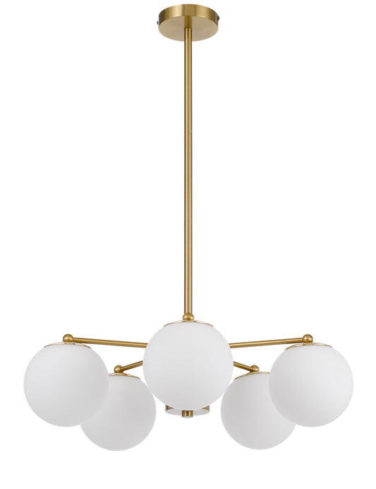 TFS 5LT PENDANT 5x25wE27 D:600 H:185 ANTI GOLD & OPAL MATT ROD:2*600+1*300