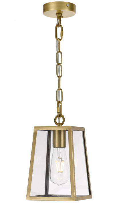 TFS 15 PENDANT 25wE27max L:150 H:210 - ANT BRASS/CLEAR ROD:210mm + CHAIN:1000 IP43