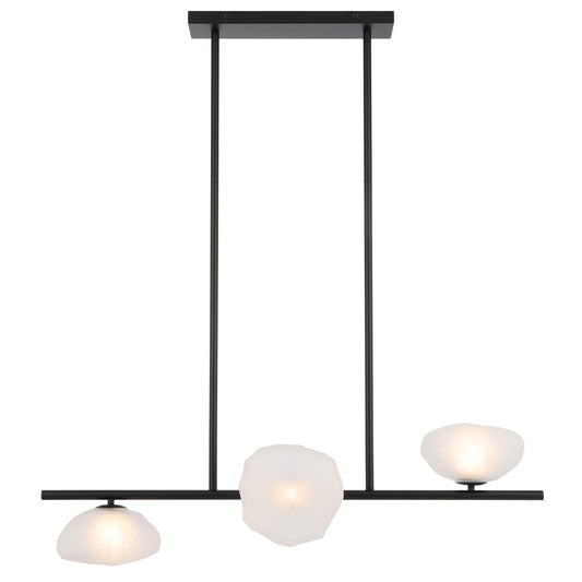 Rouen TFS 3 HORIZONTAL LTS PENDANT 3x6wG9max GLASS D200 BLACK / FROST GLASS
