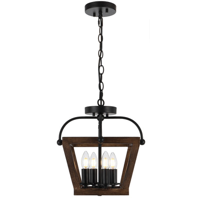 TFS 4LT PENDANT CTC 4x25wE14 D350 H340 CHAIN 2M BLACK MATT / TIMBER