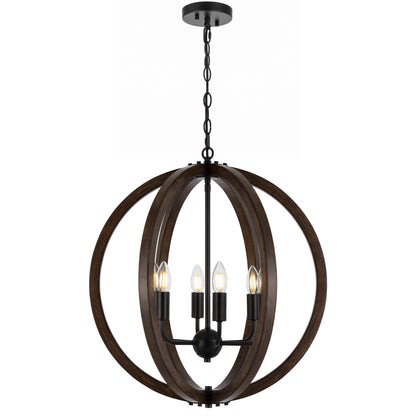 Oviedo TFS 6 LT PENDANT 6x25wE14 W550 H620 CHAIN 2M BLACK MATT / TIMBER
