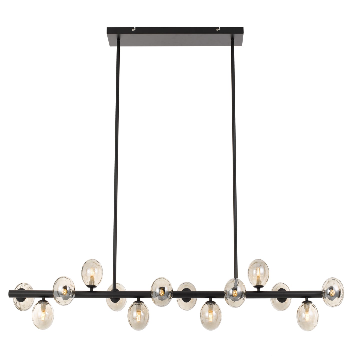 Nashville TFS 14LTS PENDANT 14x6wG9max L1500W:245H:245 ROD:2x6001x300 BLACK FRAME/SMOKE GLASS