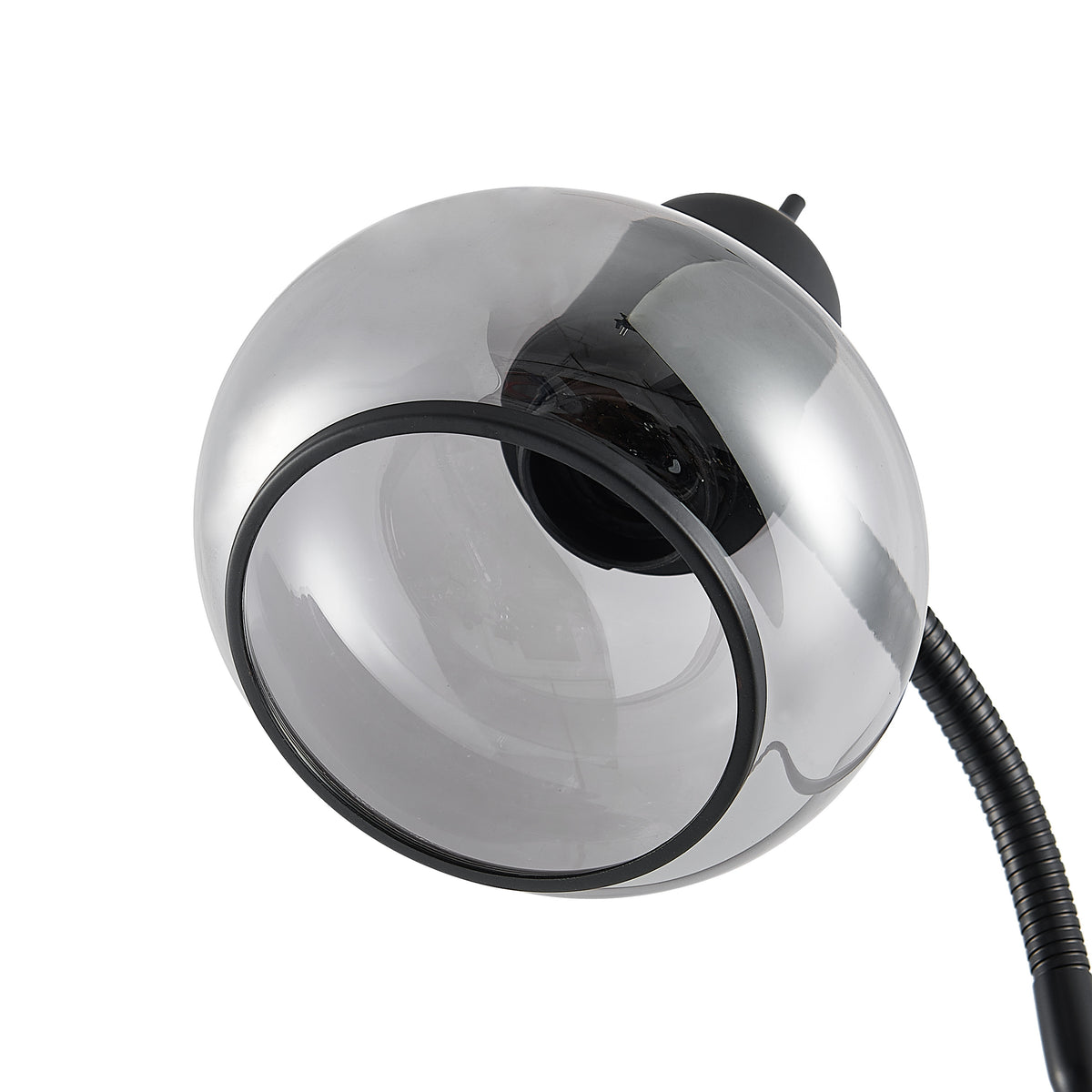 TFS FLOOR LAMP 25wE27max L:560 W:250 H:1350 TOGGLE SWT BLACK MATT/ SMOKE GLASS