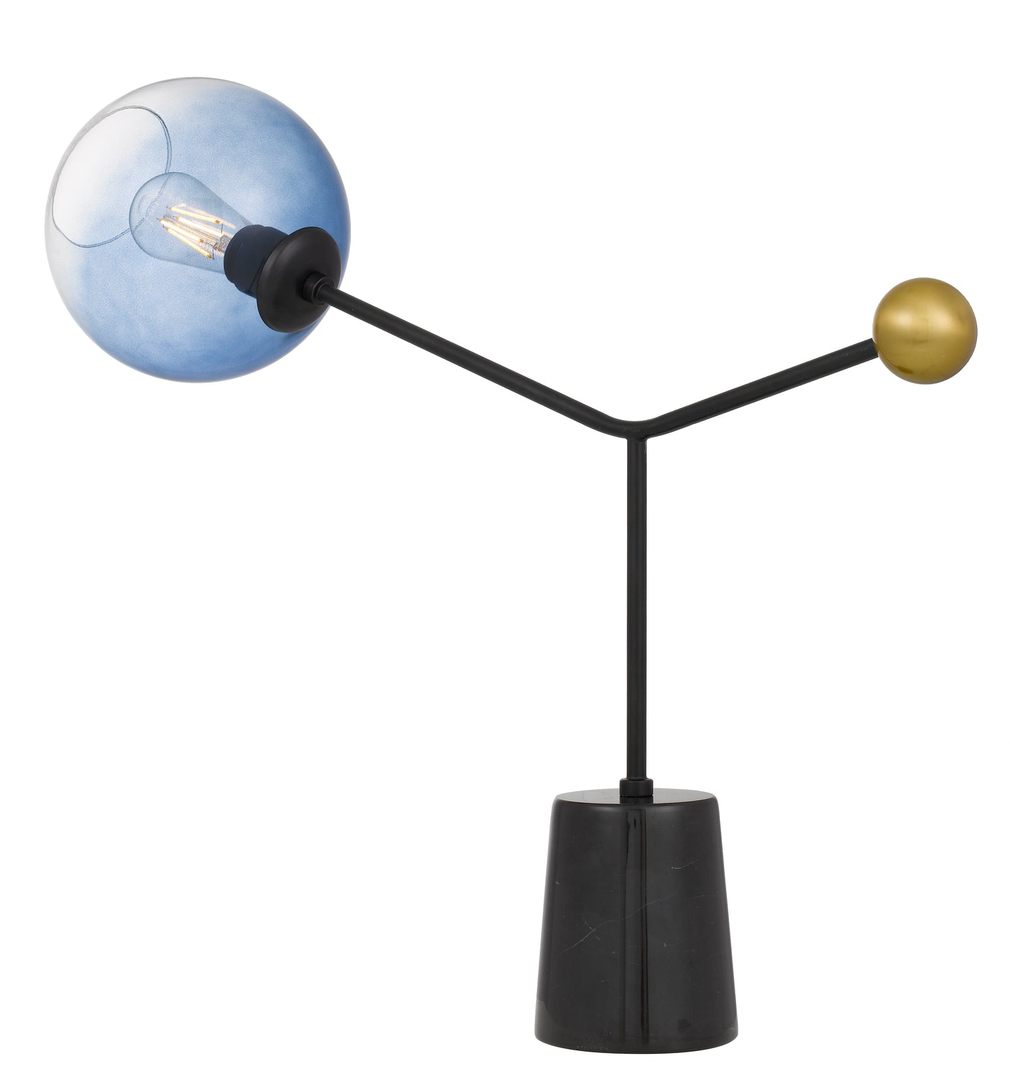 TFS TABLE LAMP 25wE27max D:680 H:600 Inline Switch BLACK / ANTIQUE GOLD / BLUE