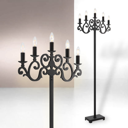 TFS FLOOR LAMP 5x25wE14max L570 W150 H200 FOOT SWTCH BLACK TEXTURED