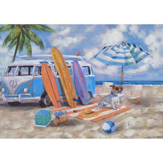 Blue Kombi Van Hand Painting Picture